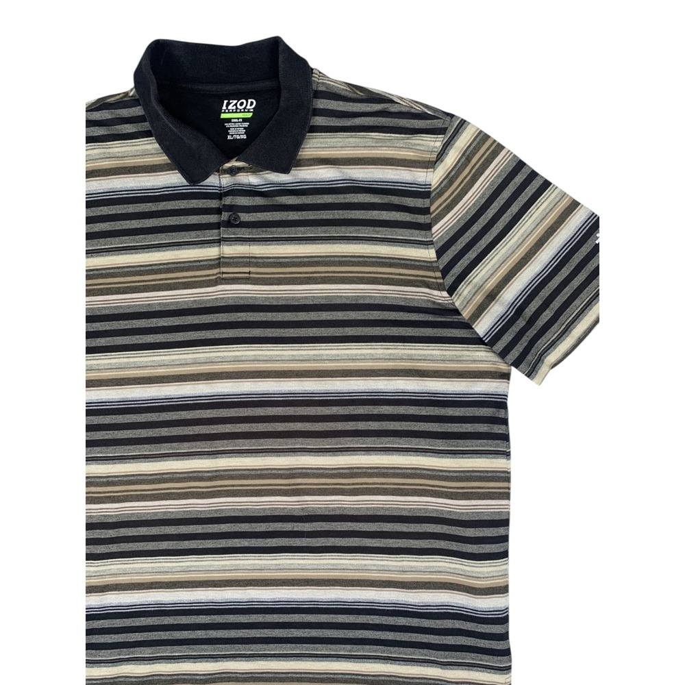 IZOD Polo Shirt Mens XL Brown Striped PerformX Cool-FX Xtreme Function Golf